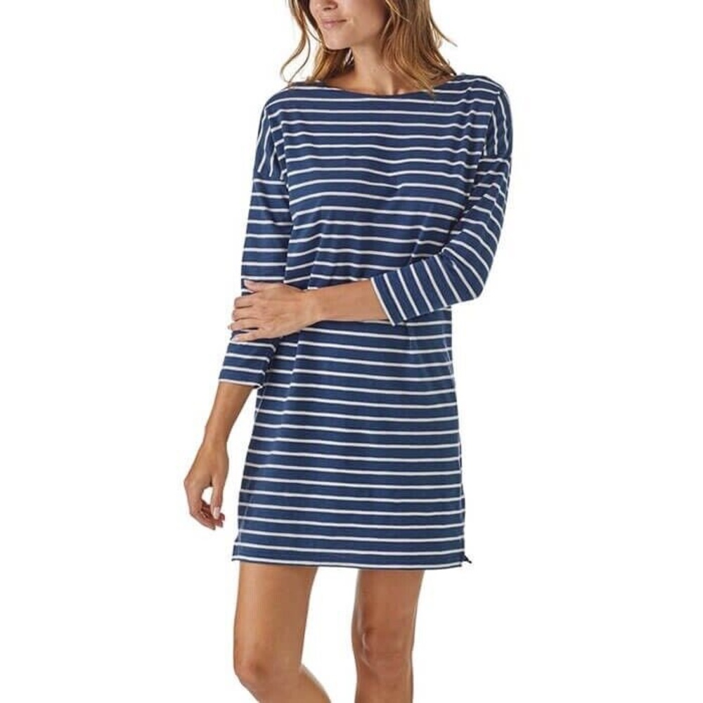Patagonia Blue and White Striped Mini Dress